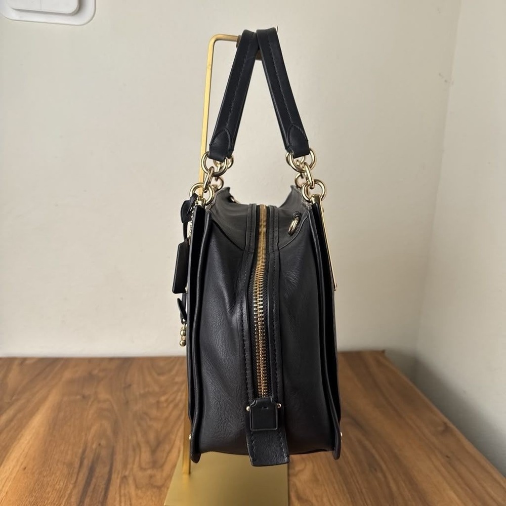 Coach Dreamer 36 Black Leather Shoulder Bag Satchel Gold Hardware - Picture 12 of 16